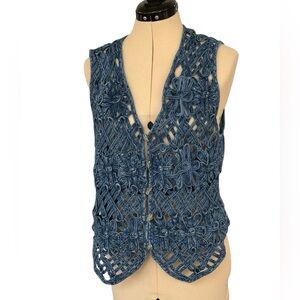 Vintage Lifestyle Intricate Design Denim Vest